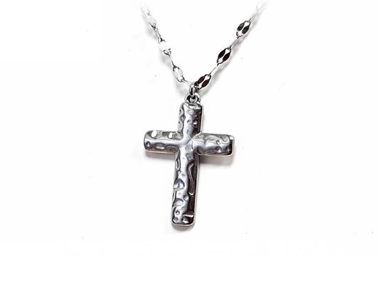 Κολιέ Ατσάλι 316L, αλυσίδα με σταυρό σε χρώμα Ασημί
