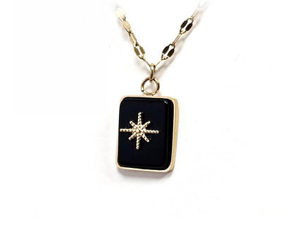 Κολιέ Πέτρα 316L, αλυσίδα με αχάτη σε χρώμα Χρυσαφί