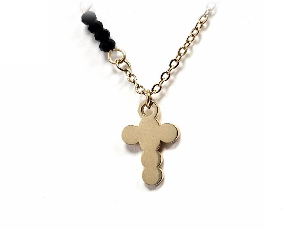 Κολιέ Ατσάλι 316L, αλυσίδα με σταυρό και κρυσταλλάκι σε χρώμα Χρυσαφί