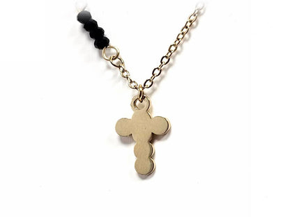 Κολιέ Ατσάλι 316L, αλυσίδα με σταυρό και κρυσταλλάκι σε χρώμα Χρυσαφί