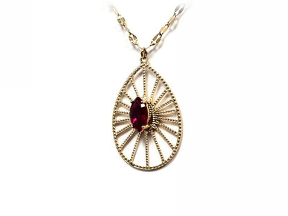 Κολιέ Ατσάλι 316L, αλυσίδα με κρυσταλλάκι σε χρώμα Χρυσαφί