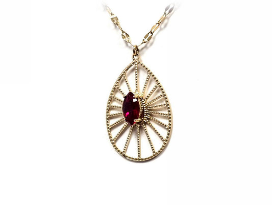 Κολιέ Ατσάλι 316L, αλυσίδα με κρυσταλλάκι σε χρώμα Χρυσαφί