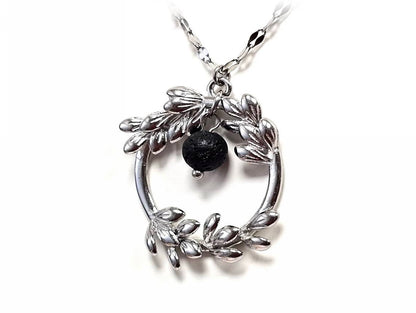 Κολιέ Πέτρα 316L, αλυσίδα με λάβα σε χρώμα Ασημί