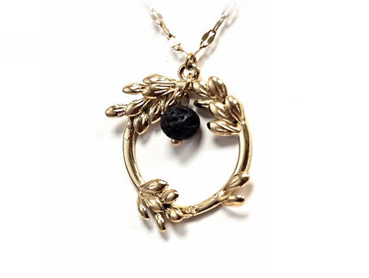 Κολιέ Πέτρα 316L, αλυσίδα με λάβα σε χρώμα Χρυσαφί