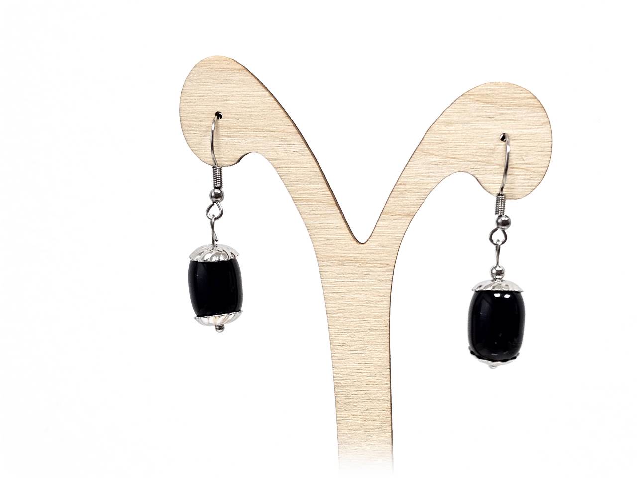 Σκουλαρίκια Πέτρα Ατσάλι 316L, με αχάτη σε χρώμα Ασημί