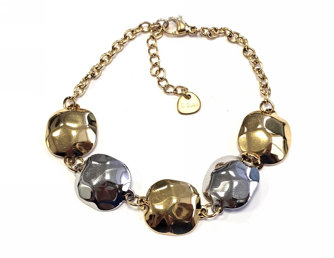 Βραχιόλι Ατσάλι 316L, αλυσίδα σε χρώμα Χρυσαφί και χρώμα Ασημί