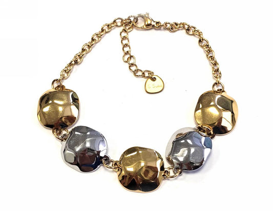 Βραχιόλι Ατσάλι 316L, αλυσίδα σε χρώμα Χρυσαφί και χρώμα Ασημί