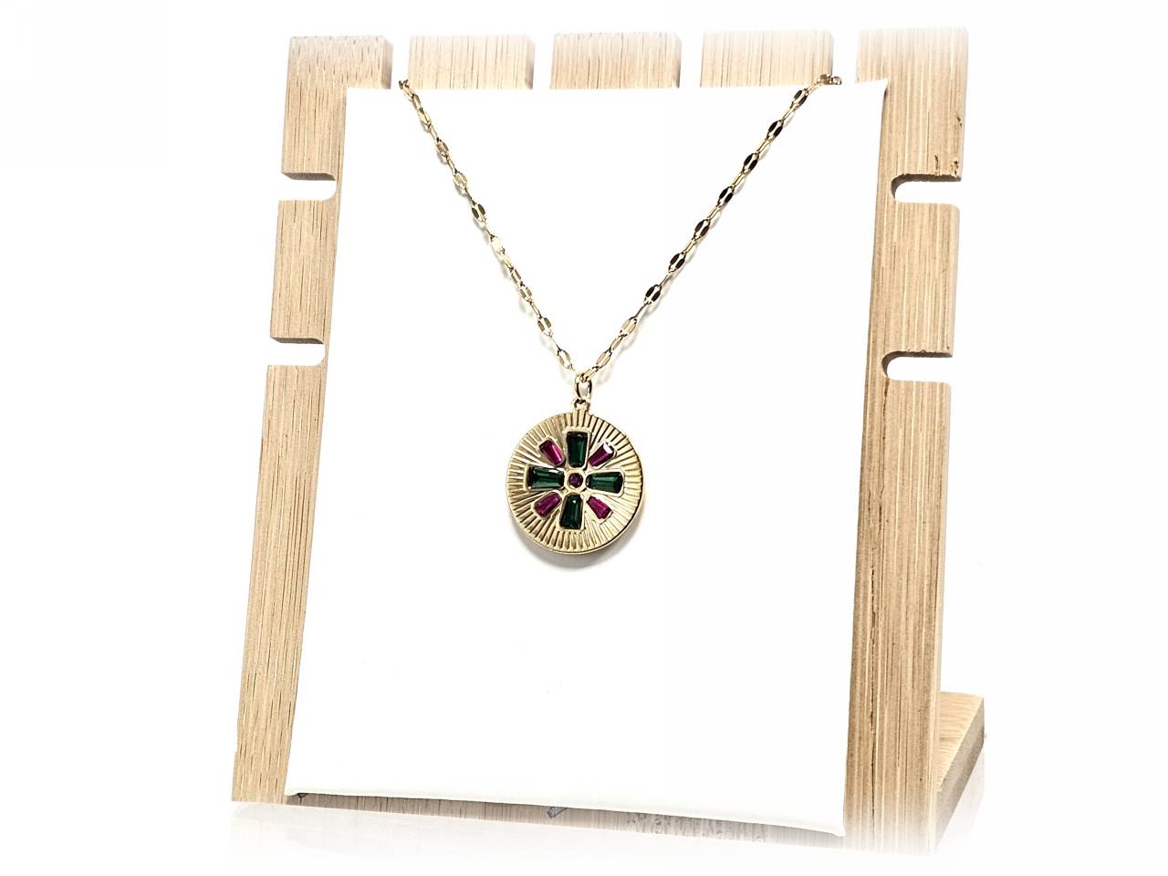 Κολιέ Ατσάλι 316L, αλυσίδα με στρας σε χρώμα Χρυσαφί