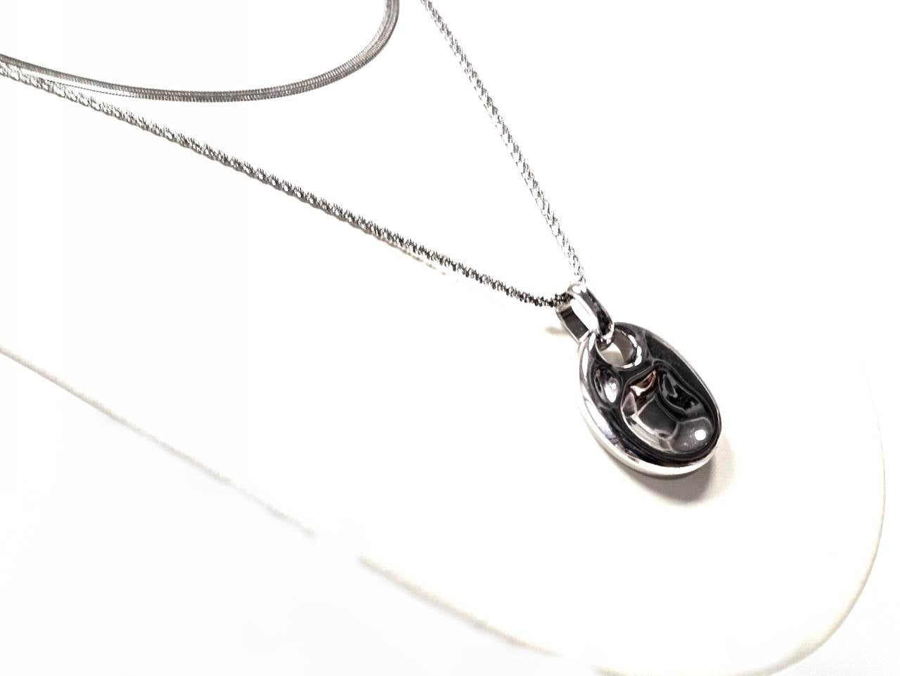 Κολιέ Ατσάλι 316L, διπλή αλυσλιδα σε χρώμα Ασημί