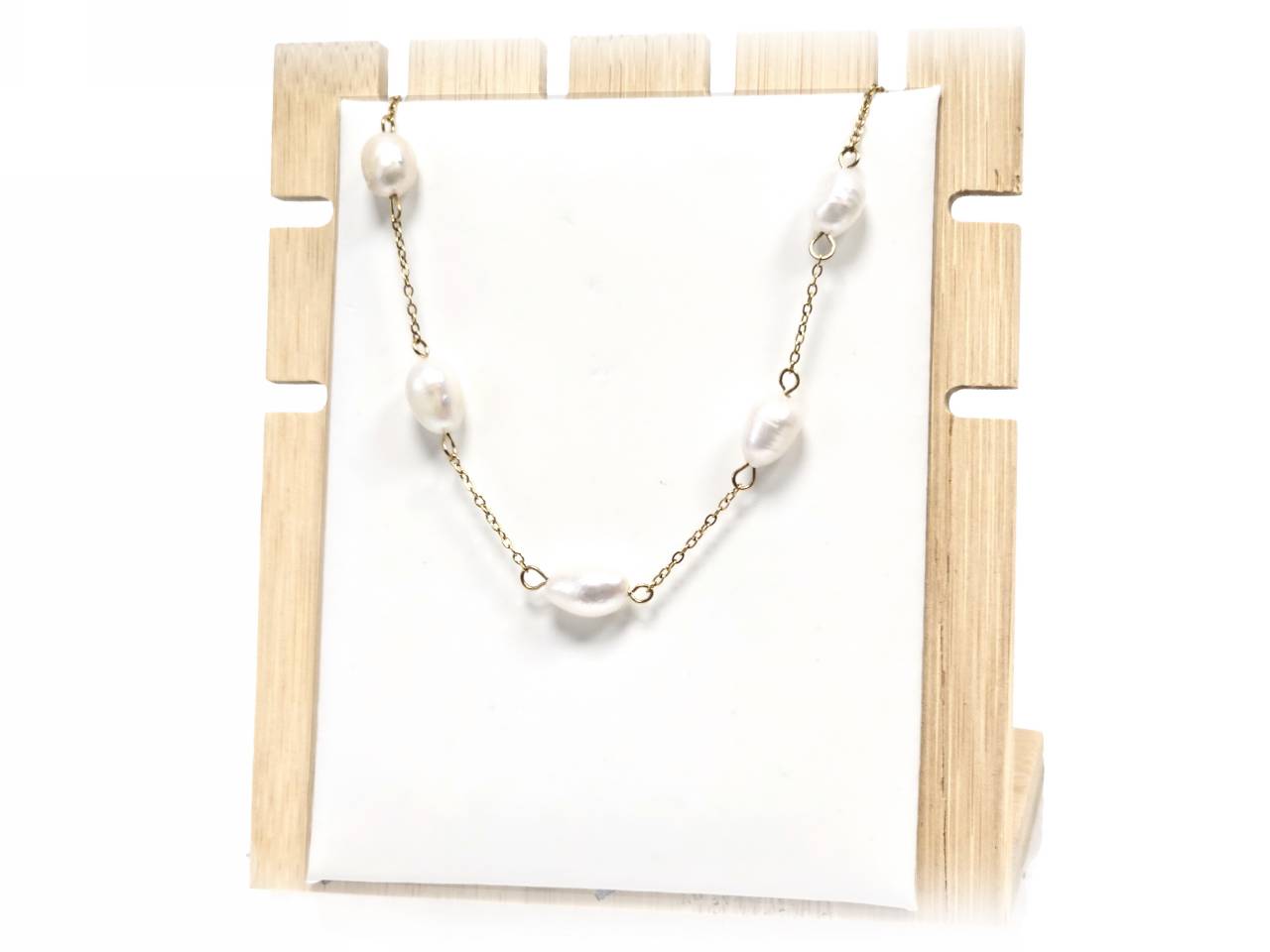 Κολιέ Ατσάλι 316L, αλυσίδα με μαργαριτάρι σε χρώμα Χρυσαφί