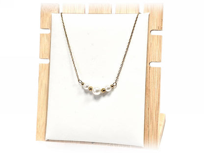 Κολιέ Ατσάλι 316L, αλυσίδα με πέρλα σε χρώμα Χρυσαφί