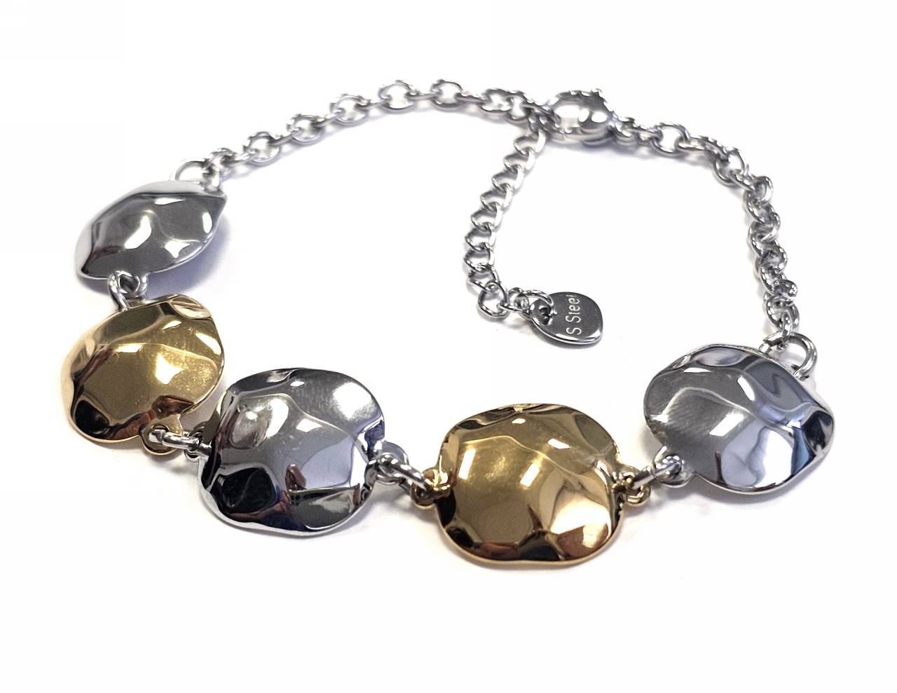 Βραχιόλι Ατσάλι 316L, αλυσίδα σε χρώμα Ασημί και χρώμα Χρυσαφί