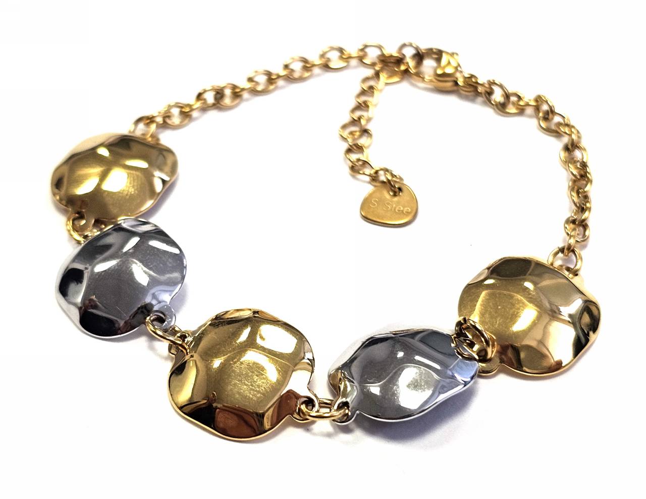 Βραχιόλι Ατσάλι 316L, αλυσίδα σε χρώμα Χρυσαφί και χρώμα Ασημί