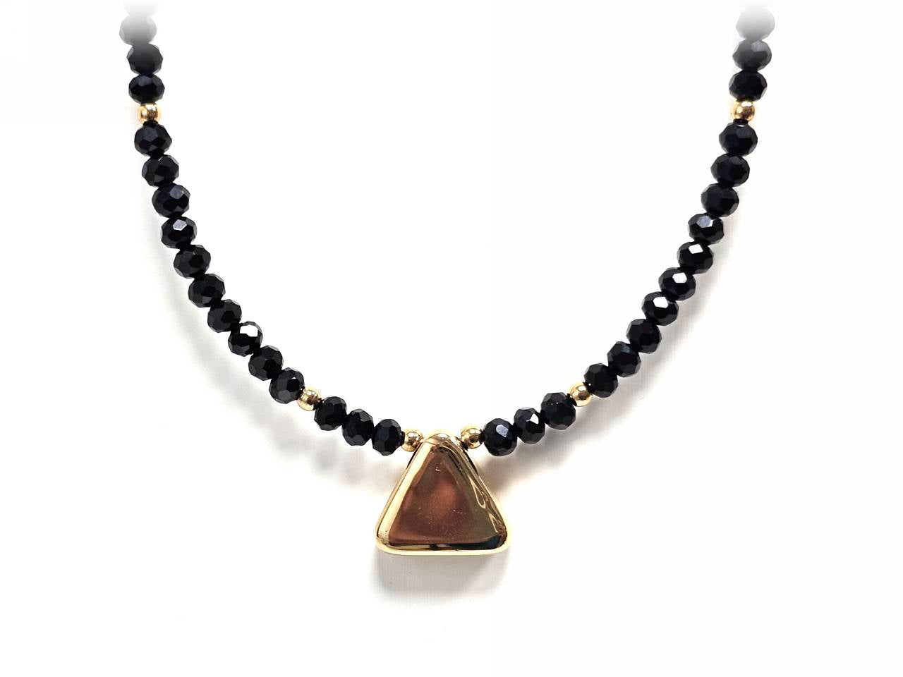 Κολιέ Ατσάλι 316L, τρίγωνο με κρυσταλλάκι σε χρώμα Χρυσαφί