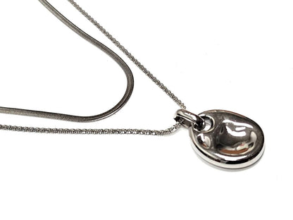 Κολιέ Ατσάλι 316L, διπλή αλυσλιδα σε χρώμα Ασημί