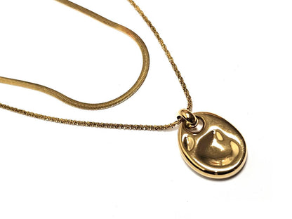 Κολιέ Ατσάλι 316L, διπλή αλυσλιδα σε χρώμα Χρυσαφί