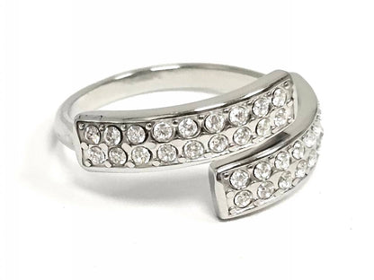 Δαχτυλίδι Ατσάλι 316L, με στρας σε χρώμα Ασημί