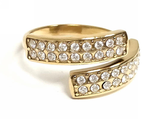 Δαχτυλίδι Ατσάλι 316L, με στρας σε χρώμα Χρυσαφί