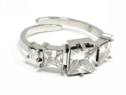 Δαχτυλίδι Ατσάλι 316L, με στρας σε χρώμα Ασημί