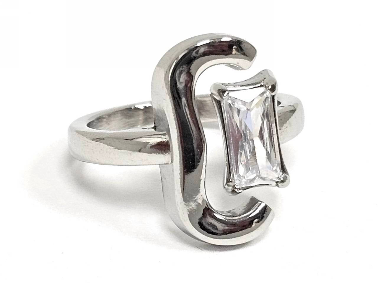 Δαχτυλίδι Ατσάλι 316L, με στρας σε χρώμα Ασημί