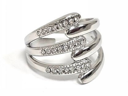 Δαχτυλίδι Ατσάλι 316L, με στρας σε χρώμα Ασημί