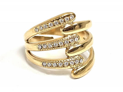 Δαχτυλίδι Ατσάλι 316L, με στρας σε χρώμα Χρυσαφί