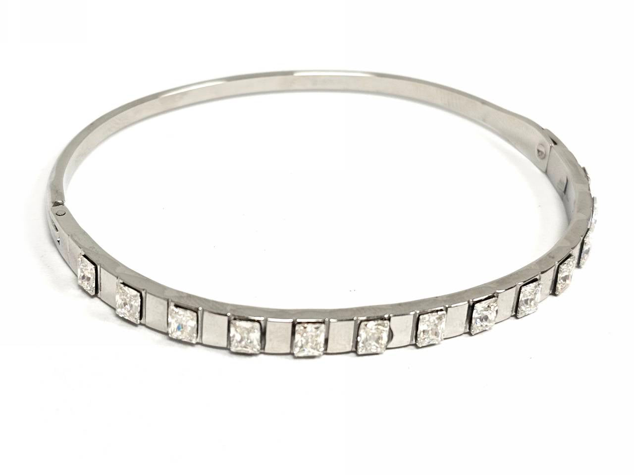 Βραχιόλι Ατσάλι 316L, με στρας σε χρώμα Ασημί