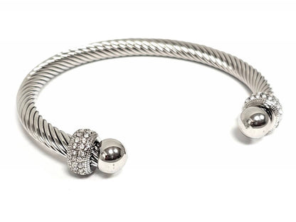 Βραχιόλι Ατσάλι 316L, με στρας σε χρώμα Ασημί