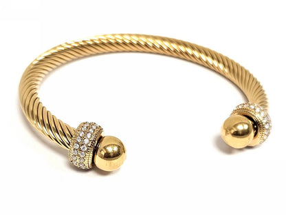 Βραχιόλι Ατσάλι 316L, με στρας σε χρώμα Χρυσαφί