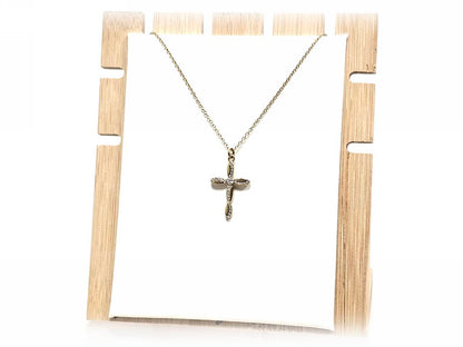 Κολιέ Ατσάλι 316L, αλυσίδα με σταυρό και στρας σε χρώμα Χρυσαφί