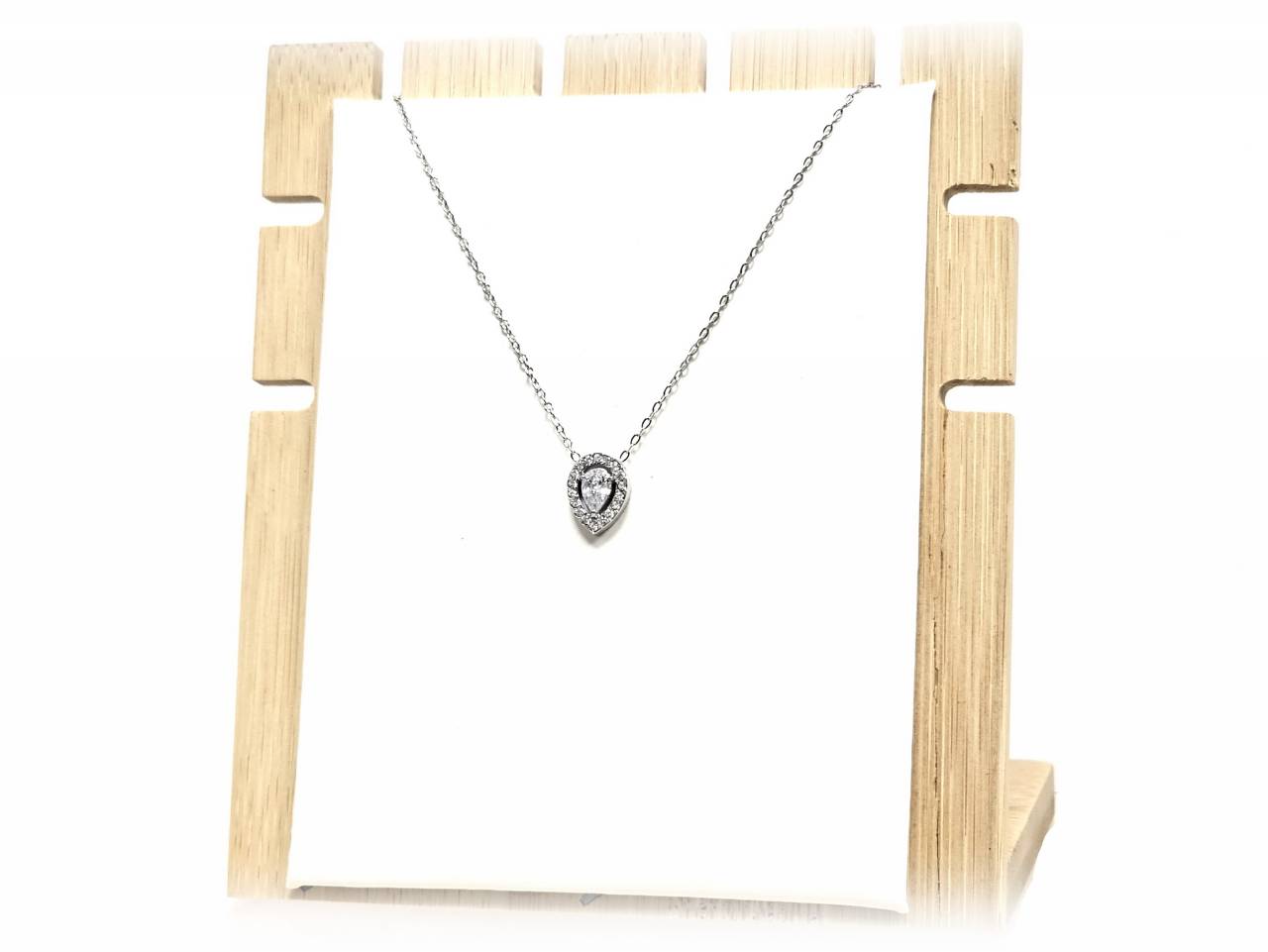 Κολιέ Ατσάλι 316L, αλυσίδα με στρας σε χρώμα Ασημί