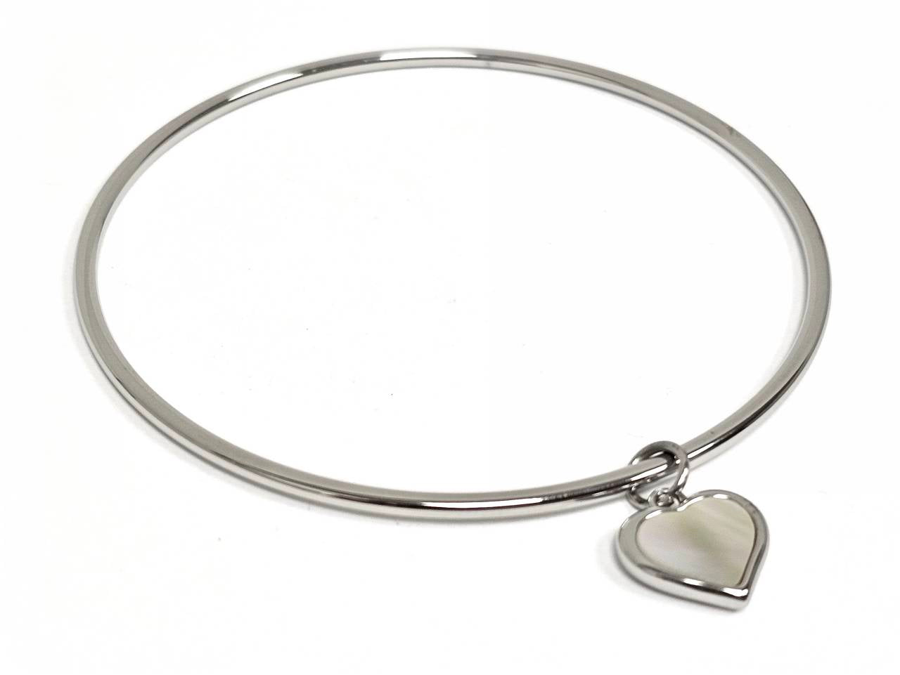 Βραχιόλι Ατσάλι 316L, με καρδιά φίλντισι σε χρώμα Ασημί