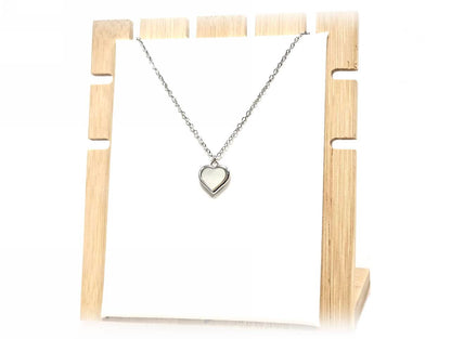 Κολιέ Ατσάλι 316L, αλυσίδα με καρδιά φίλντισι σε χρώμα Ασημί