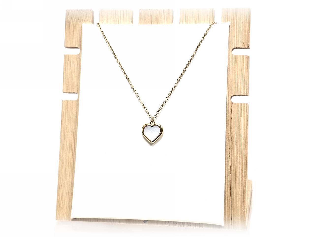 Κολιέ Ατσάλι 316L, αλυσίδα με καρδιά φίλντισι σε χρώμα Χρυσαφί