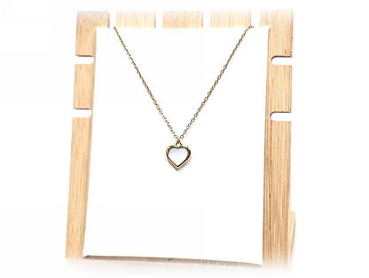 Κολιέ Ατσάλι 316L, αλυσίδα με καρδιά φίλντισι σε χρώμα Χρυσαφί