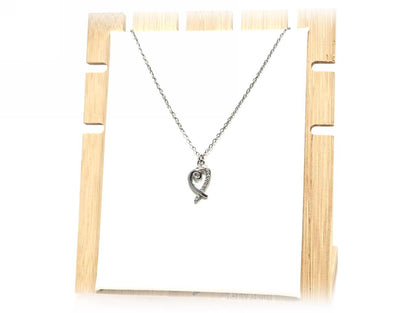 Κολιέ Ατσάλι 316L, αλυδίδα καρδιά με στρας σε χρώμα Ασημί