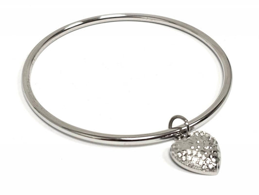 Βραχιόλι Ατσάλι 316L, με καρδια και στρας σε χρώμα Ασημί