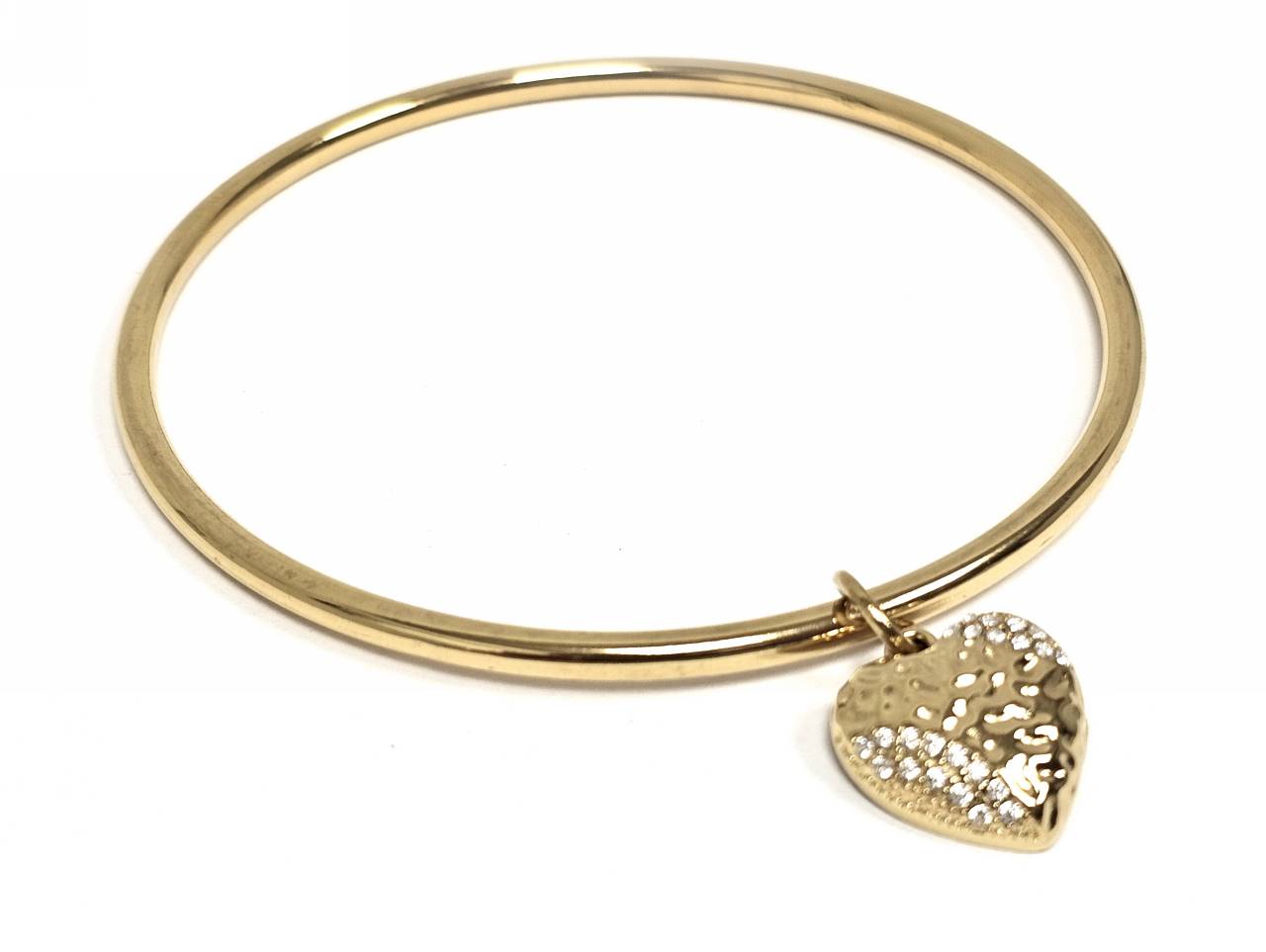 Βραχιόλι Ατσάλι 316L, με καρδια και στρας σε χρώμα Χρυσαφί