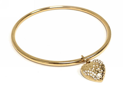 Βραχιόλι Ατσάλι 316L, με καρδια και στρας σε χρώμα Χρυσαφί