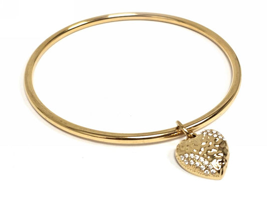 Βραχιόλι Ατσάλι 316L, με καρδια και στρας σε χρώμα Χρυσαφί