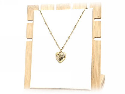 Κολιέ Ατσάλι 316L, αλυδίδα καρδιά με στρας σε χρώμα Χρυσαφί