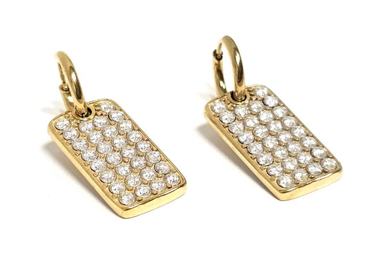 Σκουλαρίκια Ατσάλι 316L, κρίκος με στρας σε χρώμα Χρυσαφί