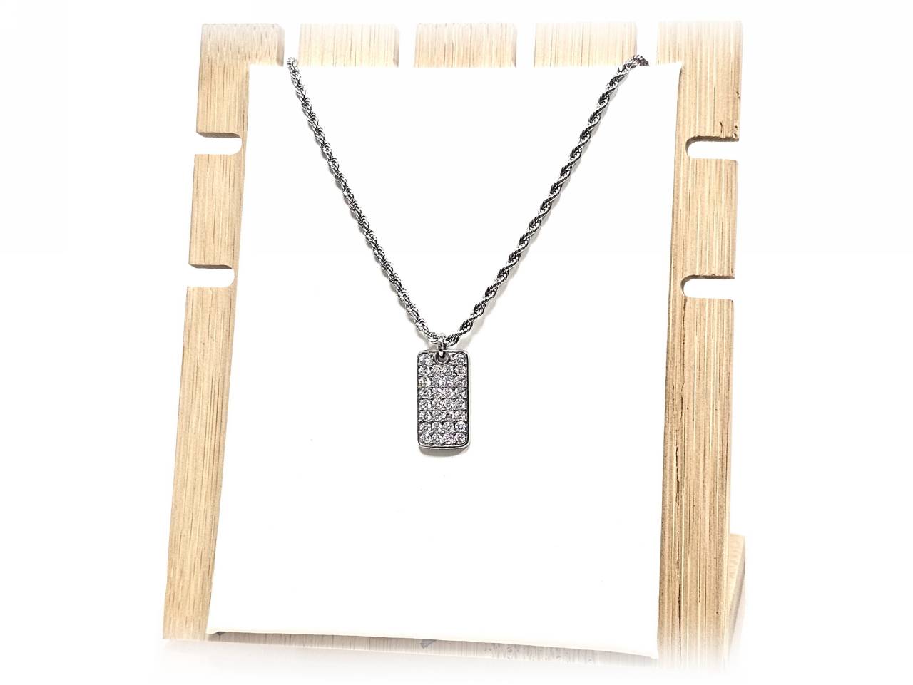 Κολιέ Ατσάλι 316L, αλυσίδα με στρας σε χρώμα Ασημί