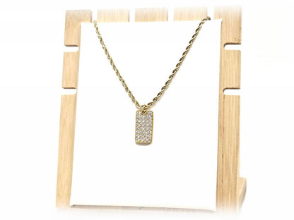 Κολιέ Ατσάλι 316L, αλυσίδα με στρας σε χρώμα Χρυσαφί