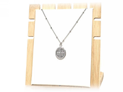 Κολιέ Ατσάλι 316L, αλυσίδα με σταυρό και στρας σε χρώμα Ασημί