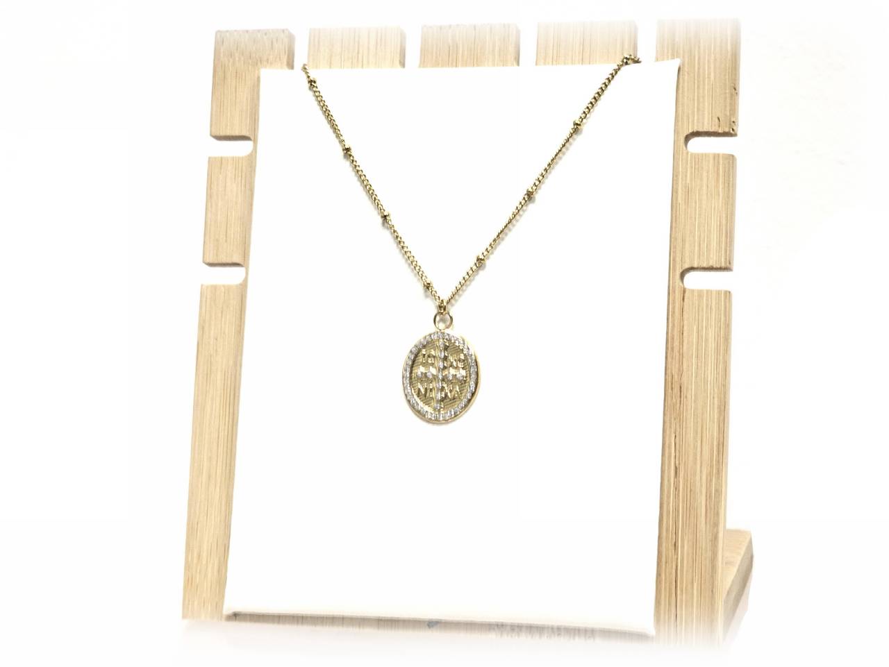 Κολιέ Ατσάλι 316L, αλυσίδα με σταυρό και στρας σε χρώμα Χρυσαφί