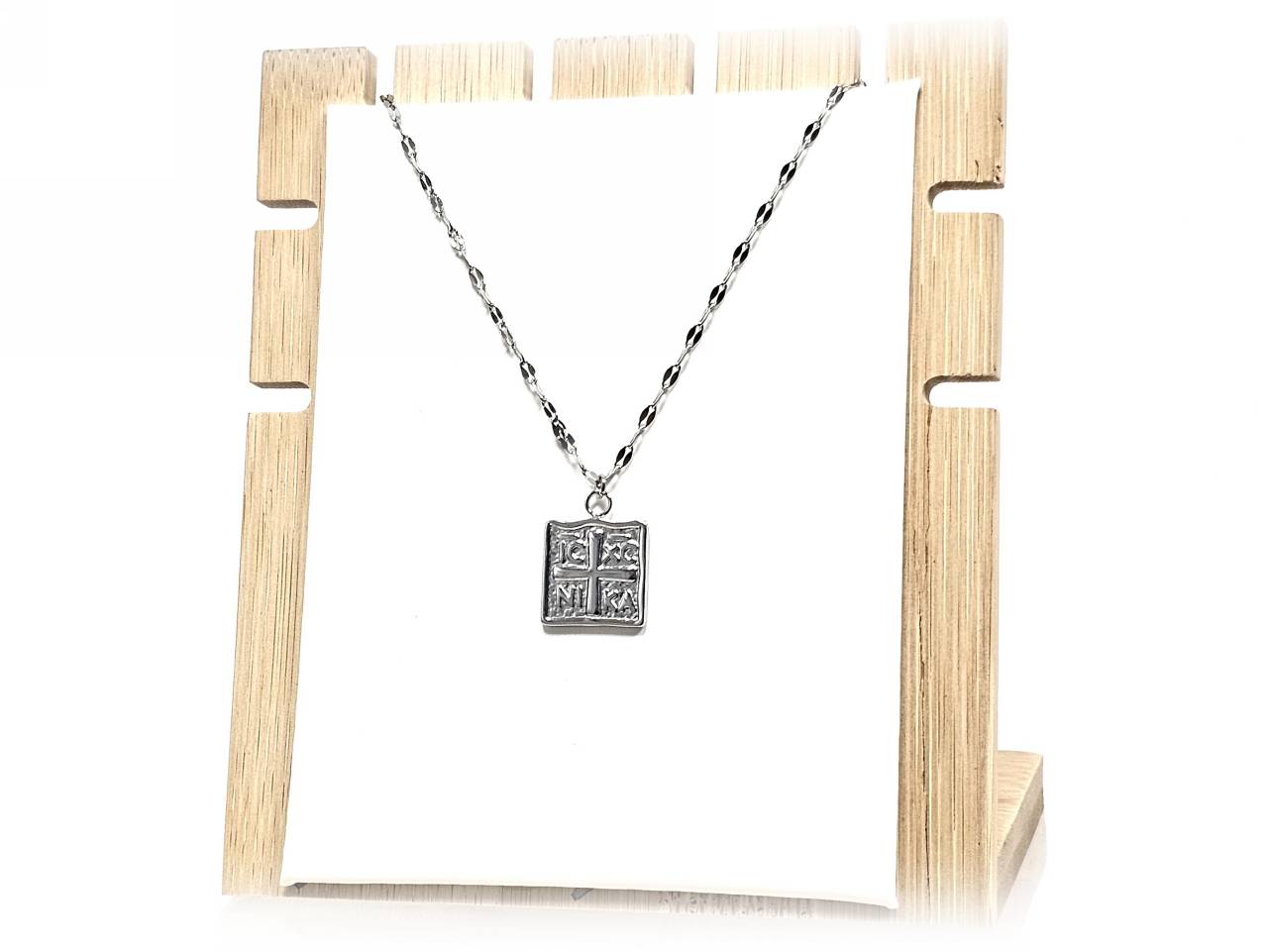 Κολιέ Ατσάλι 316L, αλυσίδα με σταυρό σε χρώμα Ασημί