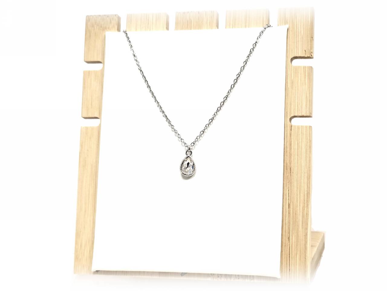 Κολιέ Ατσάλι 316L , με στρας σε χρώμα Ασημί