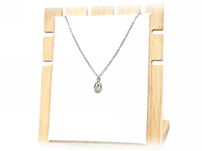 Κολιέ Ατσάλι 316L , με στρας σε χρώμα Ασημί