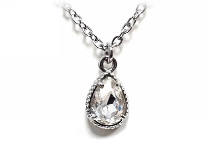 Κολιέ Ατσάλι 316L , με στρας σε χρώμα Ασημί